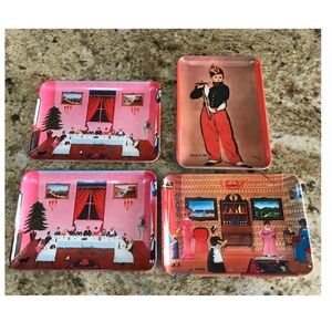 DECORATIVE CRAFTS 4 never used VINTAGE MELAMINE SML PLATES, APPETIZERS, TRAY